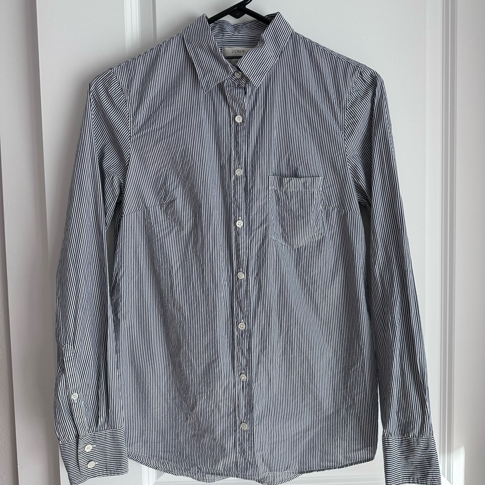 J.Crew Boy Fit Women’s Navy Striped Shirt – Size 2